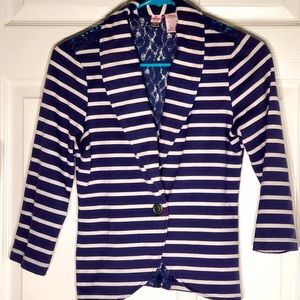 LOVE ON A HANGER stripped blazer with a lace back